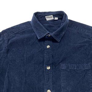 Asos Mens Button Front Corduroy Shirt Medium Blue Long Sleeve